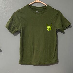 wonder nation Olive Green Short Sleeve Tee with Neon Green Graphic